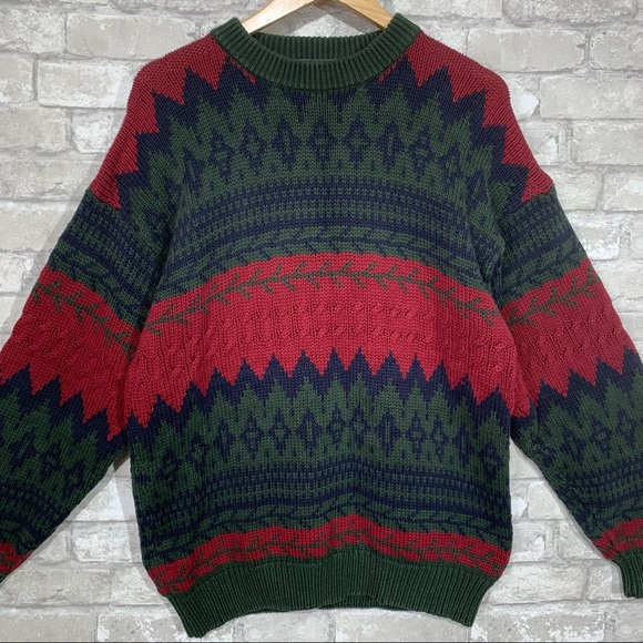 Woods & Gray Men's XL Grandpa Sweater 100% Cotton Crewneck Tight Knit - Picture 3 of 6